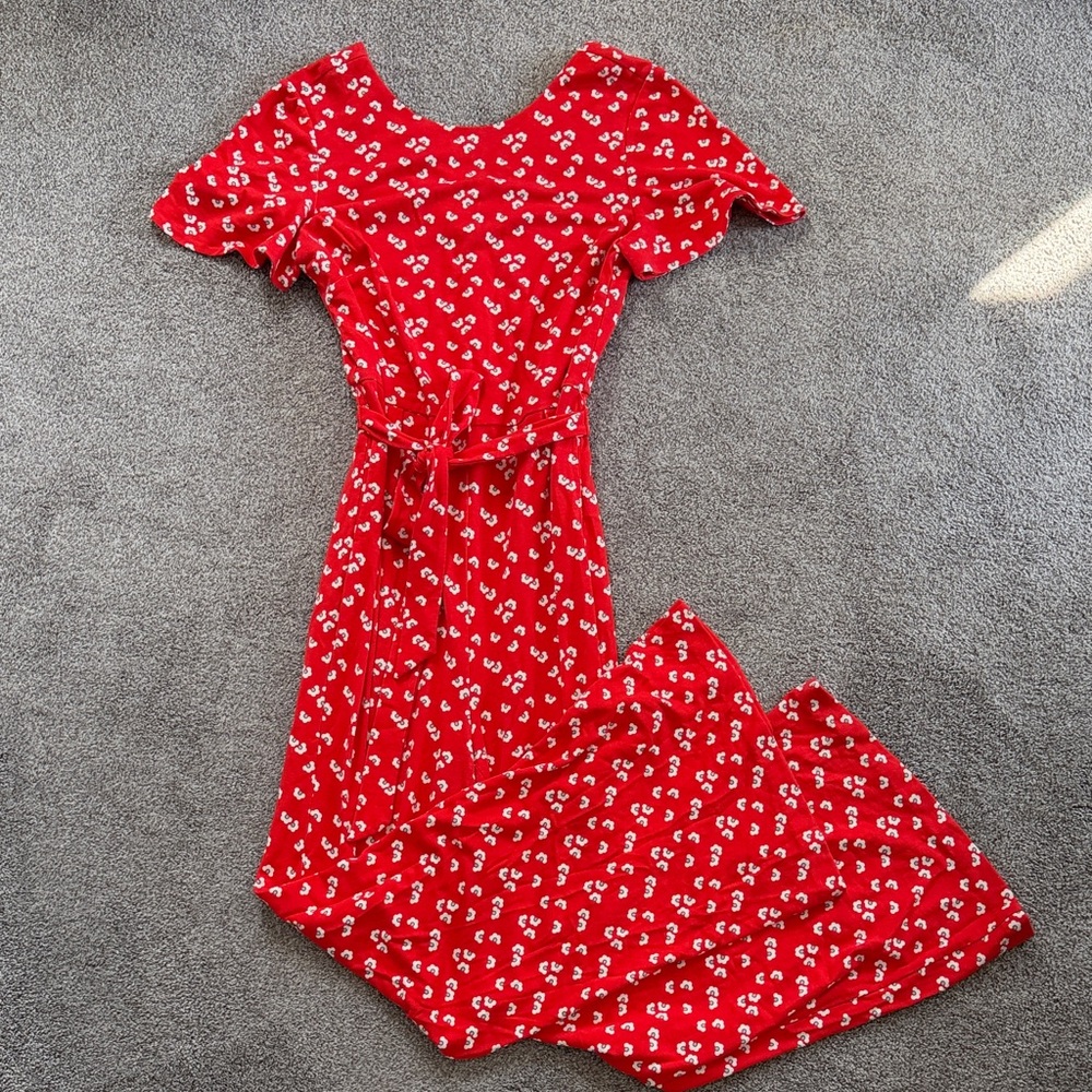 Boden Red Floral Jumpsuit